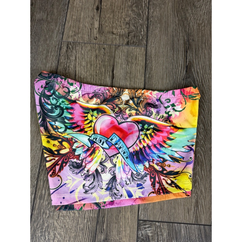 Funky Diva Just Dance Graphic Booty Shorts Multicolor Small Y2K Rave Festival - Picture 3 of 11